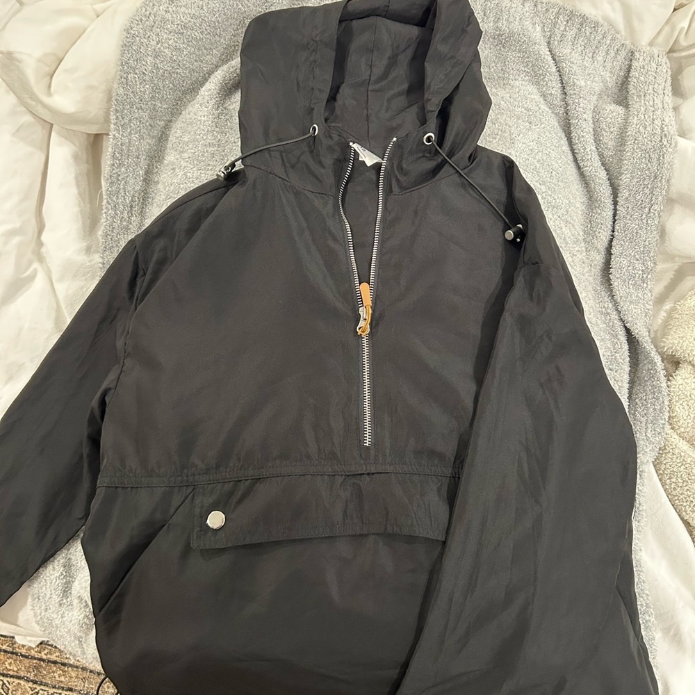 Black Hooded Anorak Jacket - Women's Windbreaker